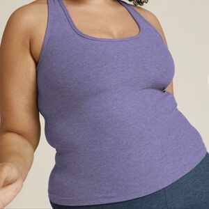 Beyond yoga indigo heather space dye step up racerback tank top size 2XL